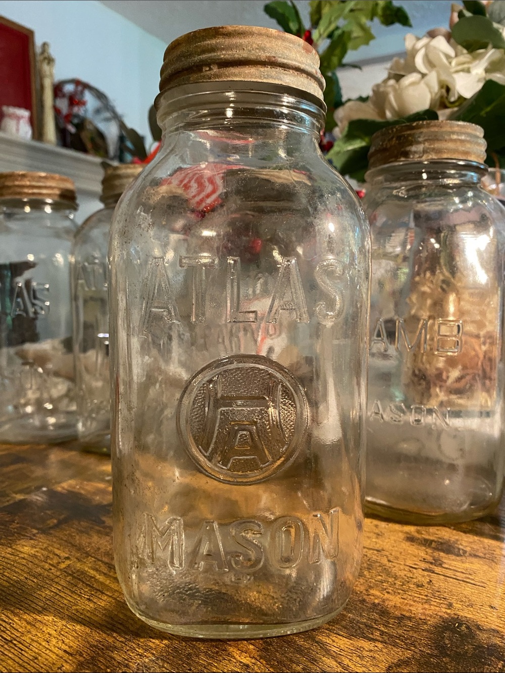 Atlas vintage Mason Glass Jar with Metal Lid - Clear